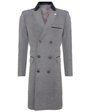 Herr 3/4 Lång Dubbelknäppt Grå Crombie Överrock Ullrock Peaky Blinders