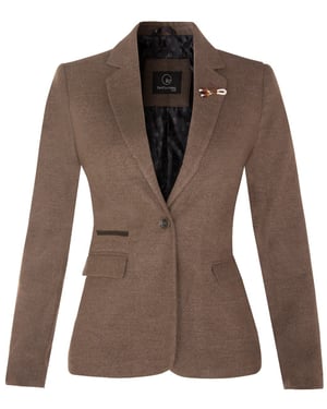 Tweed 1920-tals fiskbensmönstrad ljusbrun blazer för kvinnor