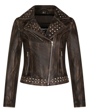Gothic leren bikerjack voor dames met studs-Bilbao