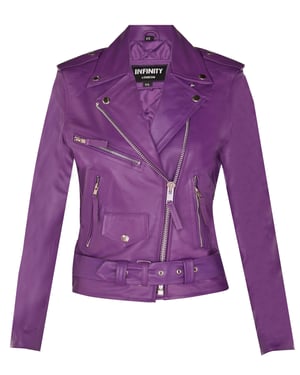 Womens Cowhide Leather Biker Jacket-Mansfield