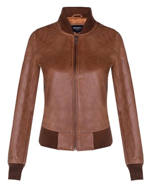 Womens Classic MA-1 Leather Bomber Jacket-Newcastle