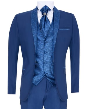 Men's 4 Piece Blue Tailored Wedding Suit