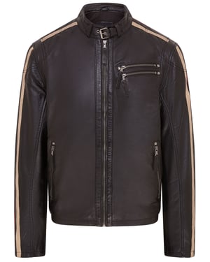 Heren gestreepte Cafe Racer Biker leren jas - Alta
