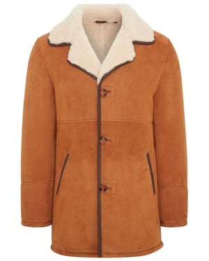 Man Tan Shearling Fårskinn Car Coat - Cordova