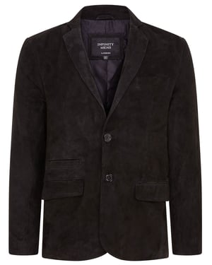 Heren Zwart Slim Geiten Suède Italiaanse Blazer Jas-Somero