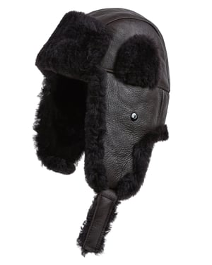 Herr Brun RAF Aviator Fårskinn B-55 Trapper Hatt Winter Warm Leather Navigator Hat