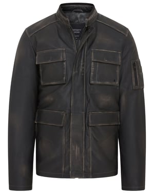 Vintage zwart leren safarijack voor heren - Fagernes
