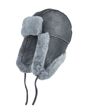 Herr Grå RAF Aviator Mocka Fårskinn B-55 Trapper Hat Vinter Warm Leather Navigator Hat