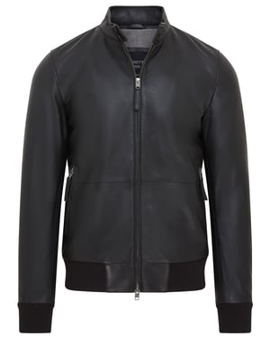 Herr Svart Retro Leather Bomberjacka - Adak
