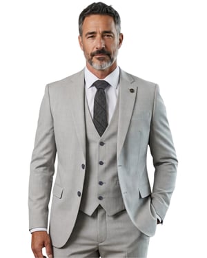 Heren Grijze 3-Piece Prince Of Wales Check Tailored Fit Formele Pak - IM31