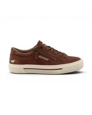 Mustang Dames Tan Faux Leather Trainer Sneaker Casual Schoenen - M0112011