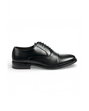 Herrars svarta cap-toe oxford snörskor i patenterad glans - N103212