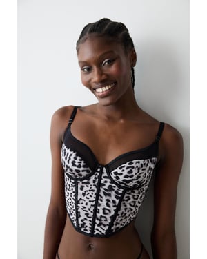 Leopard Print Underwire Corset Bra