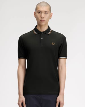 Regular Fit Short Sleeve Logo Detail Polo Shirt in Black