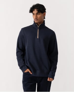 Regular Fit Long Sleeve Logo Detail Sweatshirt in Navy