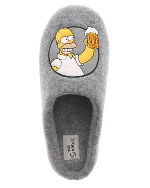 The Simpsons Mens Slippers Homer Beer Novelty Mule grey