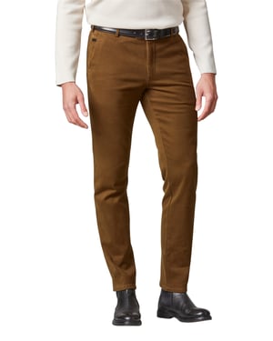 Meyer broek flatfront Bonn bruin met rits+ knoop