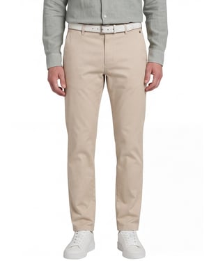 Effen beige Meyer katoenen broek katoen