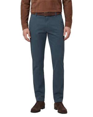 broek Meyer Chicago blauw wit effen katoen