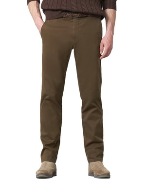 katoenen Meyer pantalon bruin effen normale fit