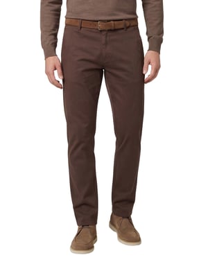 katoenen broek Meyer New York bruin effen