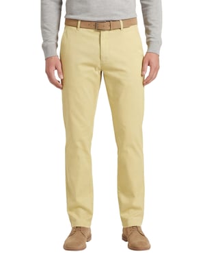 Meyer Rio Pantalon chino geel katoen perfect fit zonder omslag