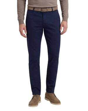 katoenen broek Meyer Bonn donkerblauw flatfront