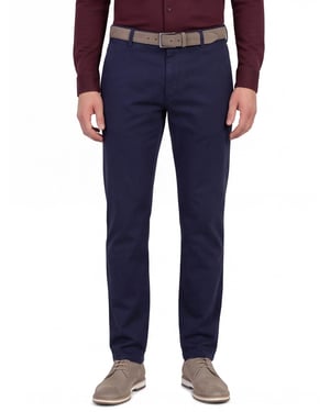 Meyer bonn flatfront broek blauw katoen
