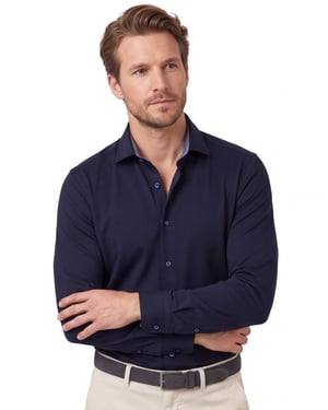 katoenen Olymp overhemd donkerblauw slim fit