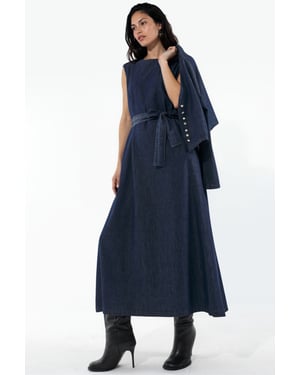 Denim Jas & Maxi Jurk Twee-Delige Set