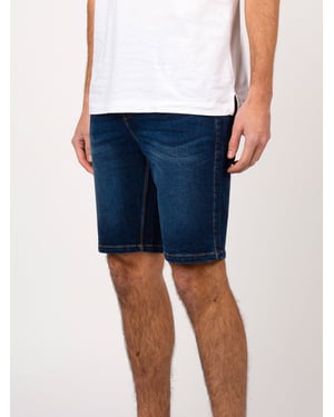 Luke 1977 Men's Short Edward Blue Wash Denim Shorts in Dark Blue