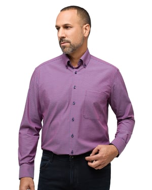 Eterna casual overhemd Comfort Fit roze blauw geruit katoen