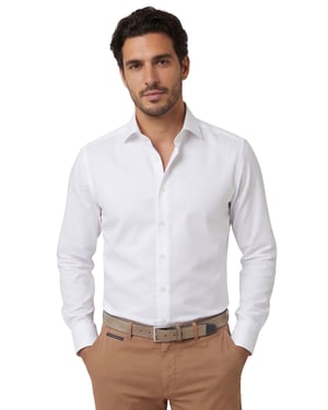 katoenen Olymp overhemd effen wit slim fit