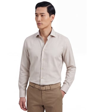 Strijkvrij overhemd beige Seidensticker Slim Fit katoen