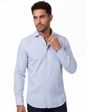 Cavallaro napoli overhemd blauw gestreept katoen