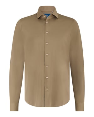 Overhemd Blue Industry beige effen stretch