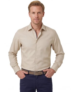 Beige katoenen overhemd Eterna Modern Fit strijkvrij
