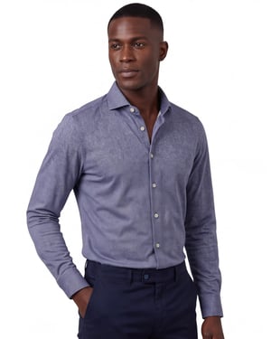 Overhemd Olymp blauw geprint wide spread boord