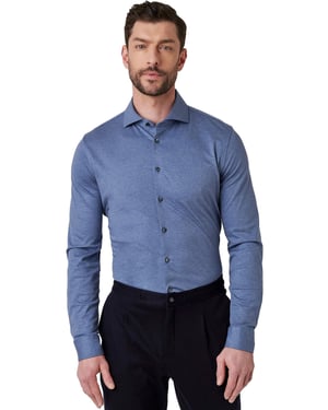 Desoto Luxury Hai overhemd slim fit blauw semi-wide collar
