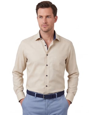 overhemd Olymp Luxor Comfort Fit beige strijkvrij
