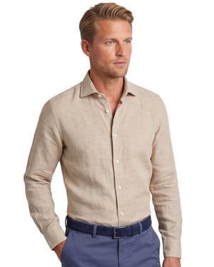 Linnen overhemd beige Seidensticker Slim Fit effen