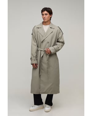 Oversized Fit Twill Trench Coat