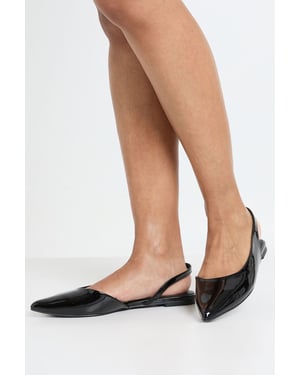 Wide Fit Slingback Patent Pointed Flats