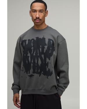 Charcoal Oversized Graffiti Print Sweatshirt