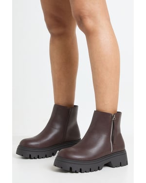 Wide Fit Zip Detail Chunky Chelsea Boots
