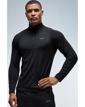 Man Active Neon Logo Performance Regular Fit 1/4 Zip