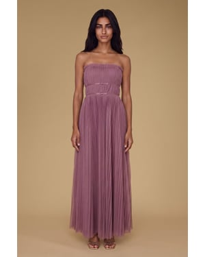Petite Mini Bow Bandeau Mesh Bridesmaid Maxi Dress