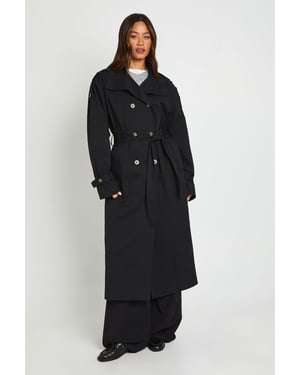 Tall Funnel Neck Double Breasted Trench