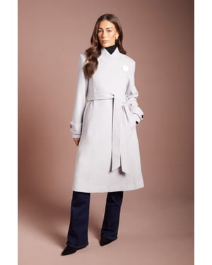 Asymmetric Wrap Wool Look Midi Coat