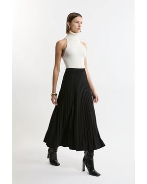 Petite High Waisted Textured Knit Full Maxi Skirt